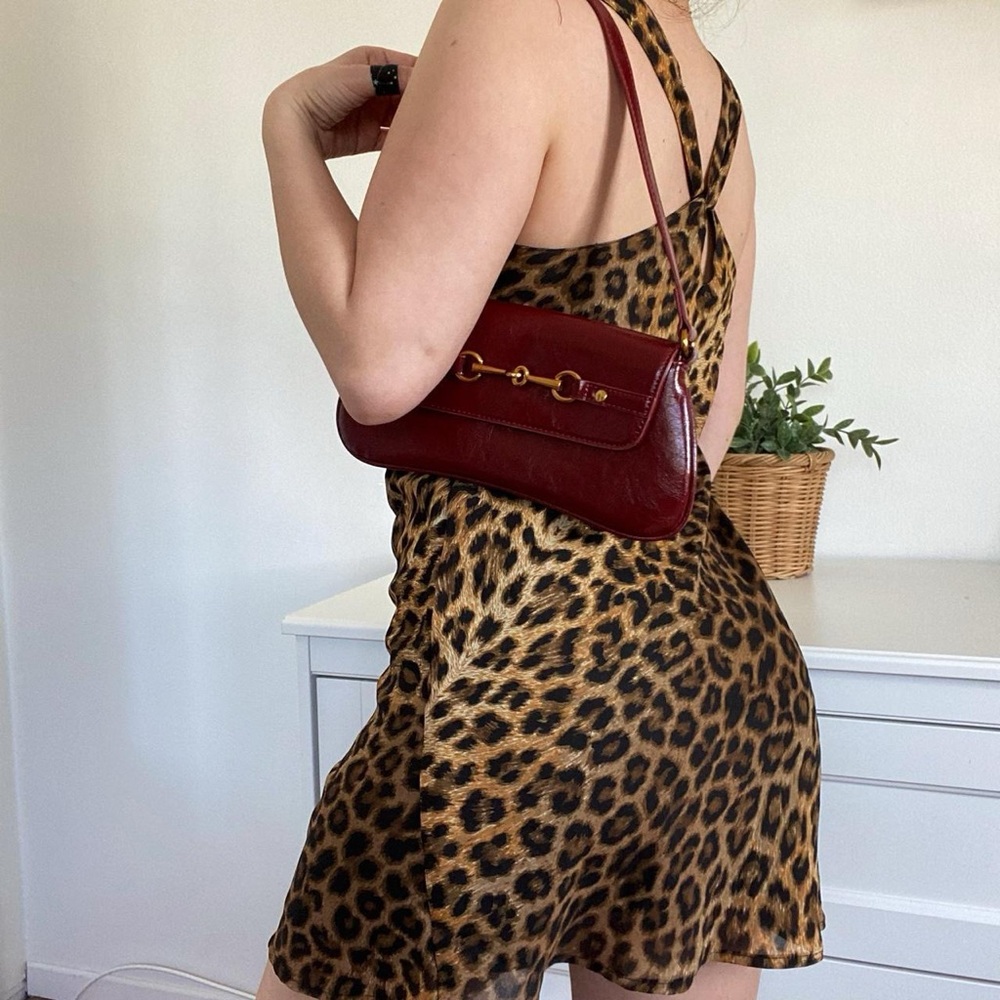 Vintage 80s cheetah slip mini dress